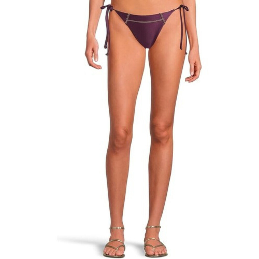 BECCA Color Sheen Bikini Bottom Womens Medium Aubergine Tie Side Swimwear KFC311